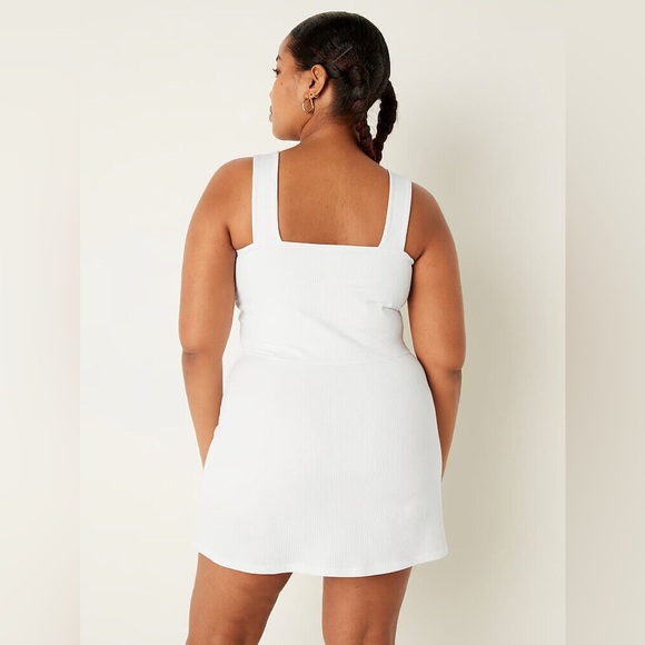 PINK VICTORIA'S SECRET RIB SQUARE NECK ACTIVE DRESS W POCKETS WHITE SIZE XXL - Picture 7 of 7